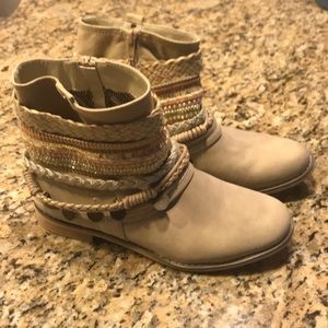 Women’s tan embellished boots